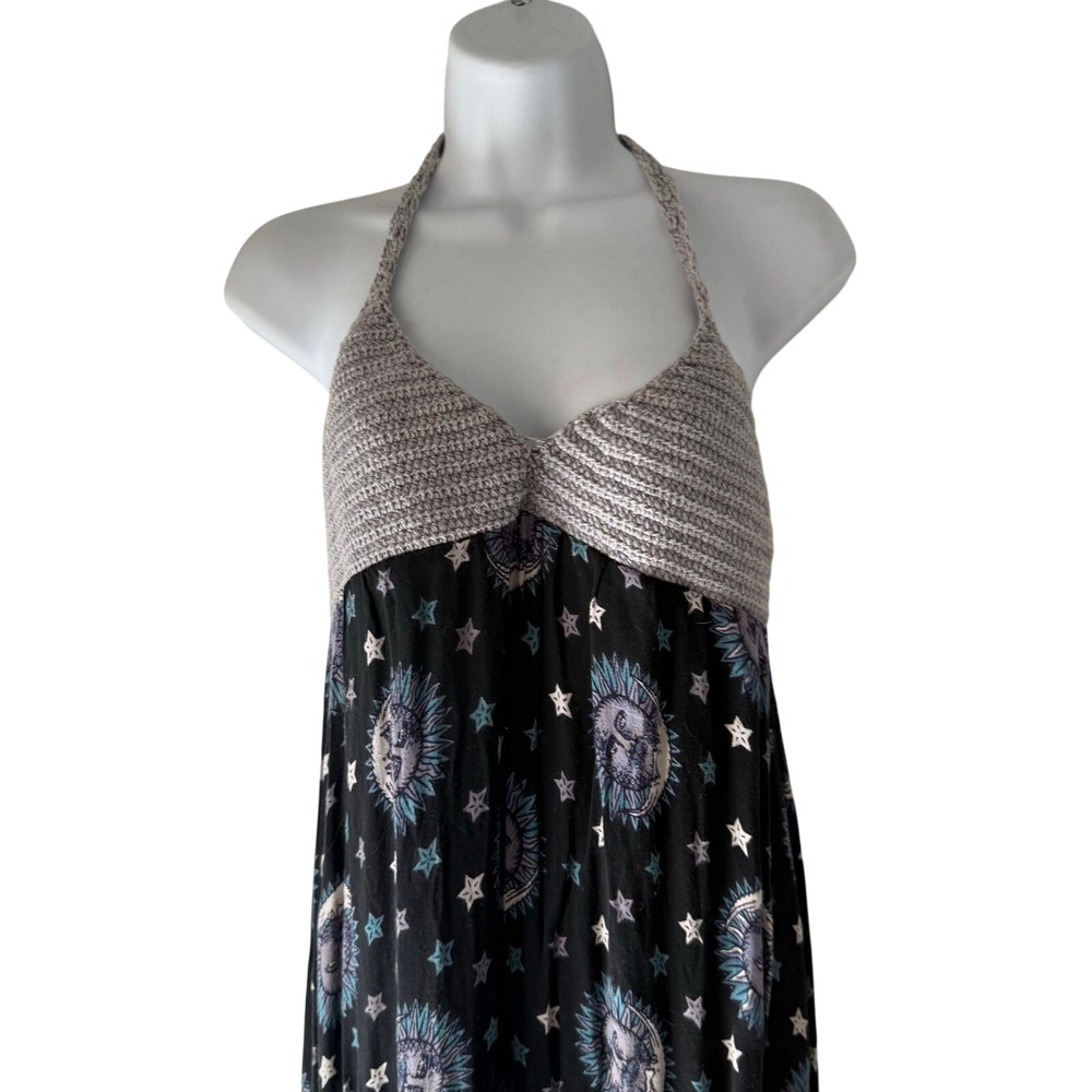 Gypsy Rose Y2k OneSize Handmade Crochet Celestial Whimsigoth Festival Midi Dress